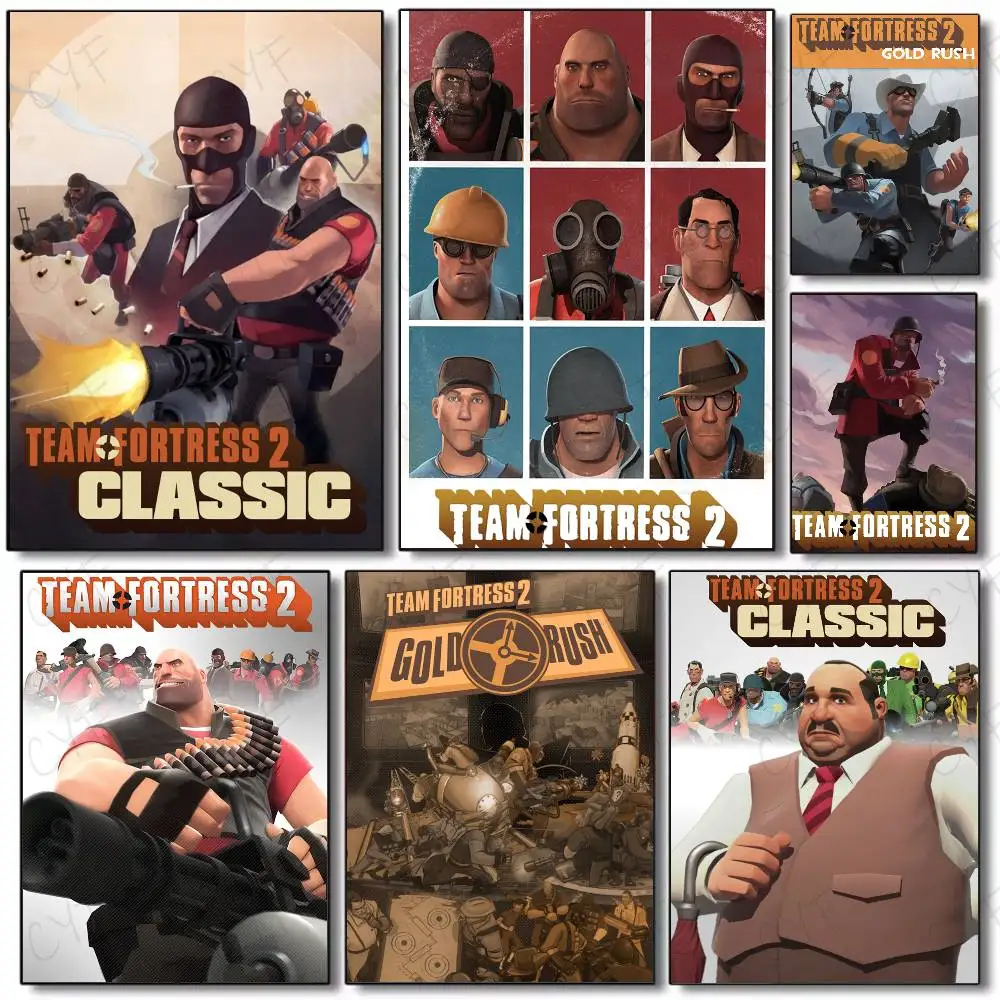 Game T-Team fortress 2 Poster HD art sticky wall waterproof home living room bedroom bar aesthetic decoration