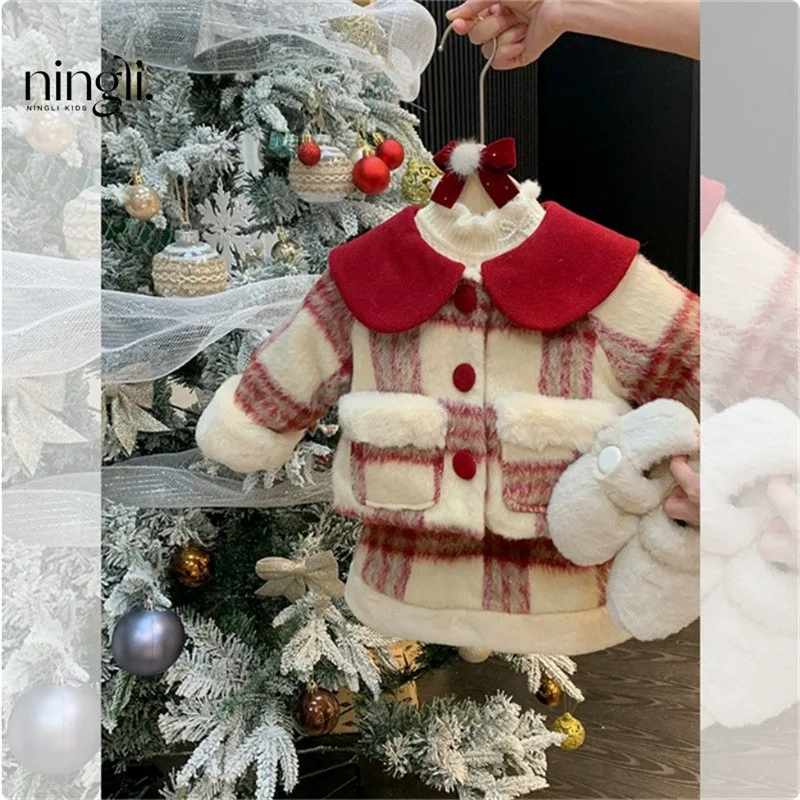 

Girls' Suit Baby Girls' Internet Celebrity Fried Street Chinese New Year Clothes Fashionable Stylish Two-Piece Set