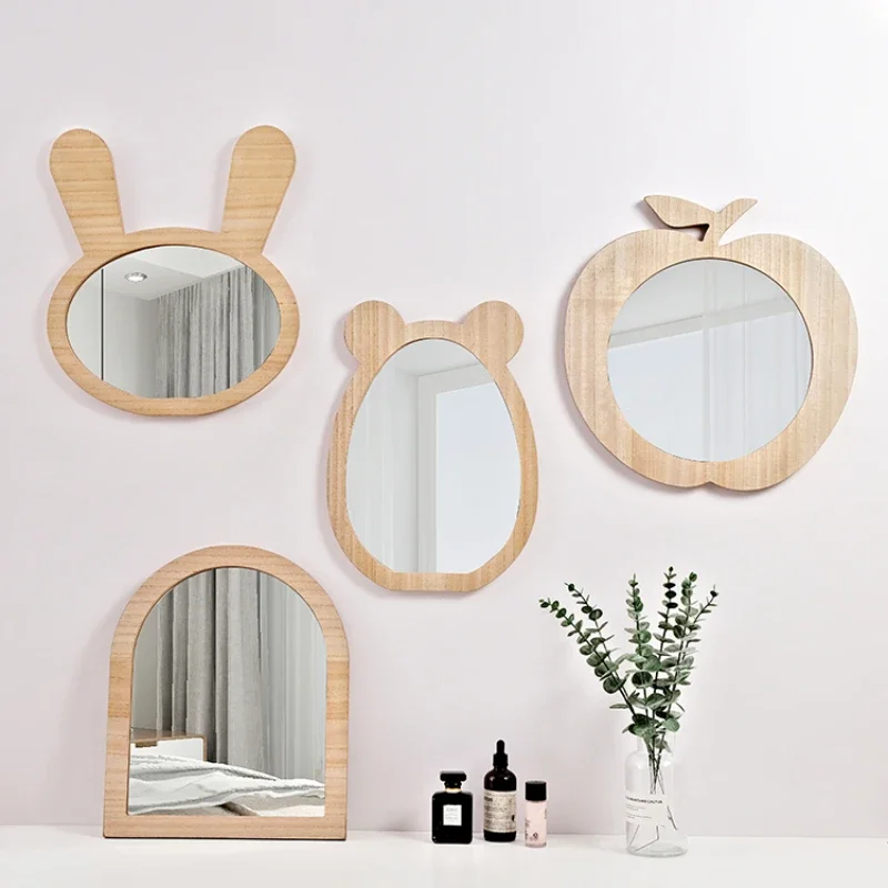 

Child Irregular Decorative Mirrors Small Adhesive Based Cute Decorative Mirrors Kawaii Hanging Wooden Miroir Mural Wall Decor