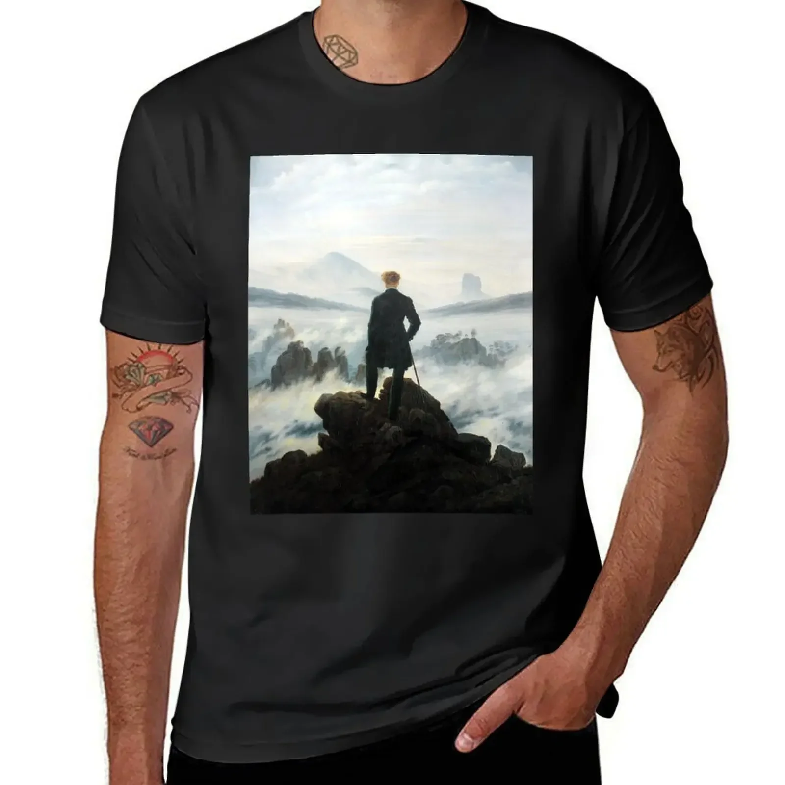 Caspar David Friedrich The Wanderer Above The Sea T-Shirt sublime summer top customs mens clothes