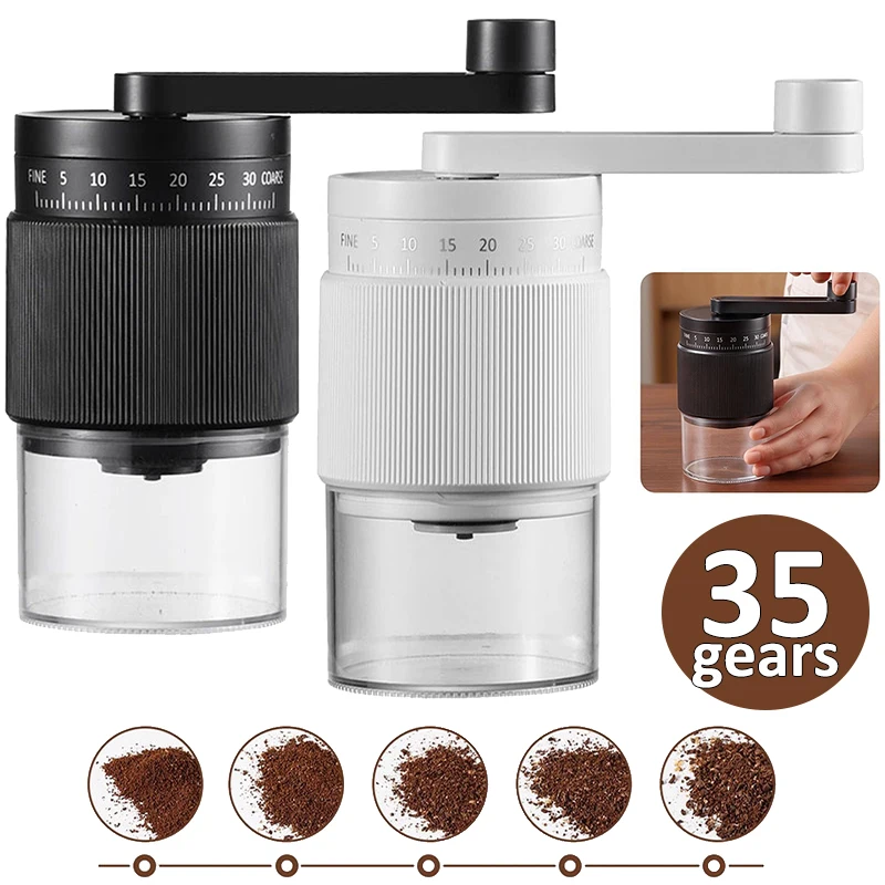 Manual Coffee Grinder External 35-Gears Adjustable Espresso Bean Coffee Grinder Mill Ceramic Grinding Core Coffee Maker for Home