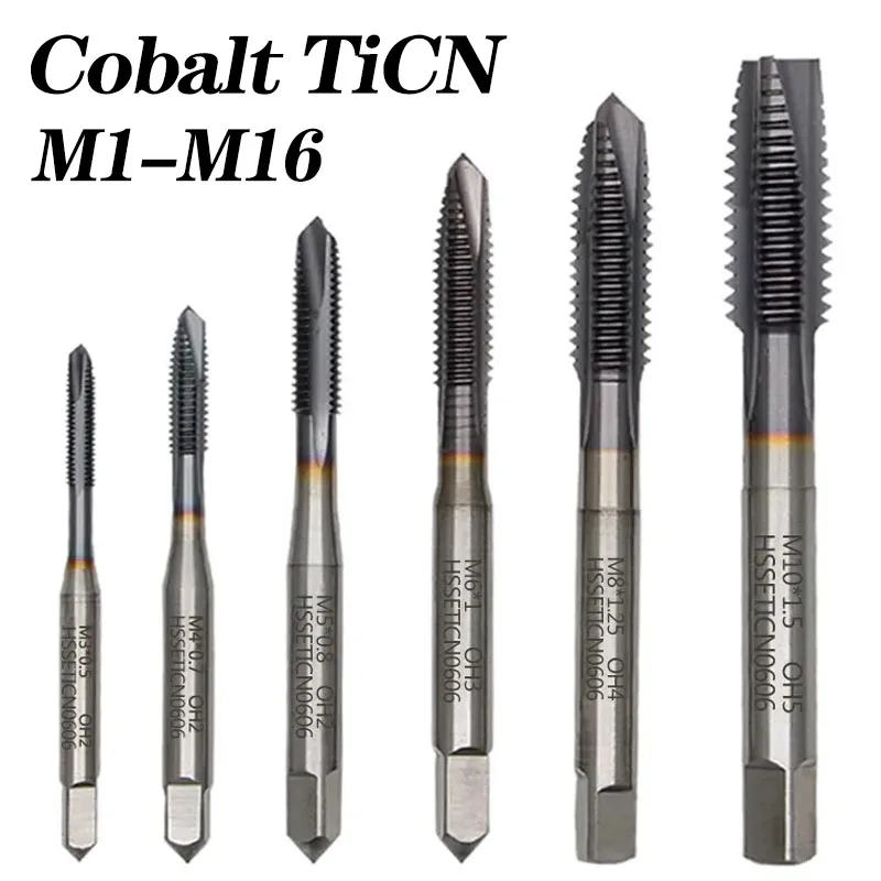 M35 Cobalt TICN Coated Screw Thread Tap Drill Bit Spiral Pointed Flute Metric M3-M16 Machine Tool For Stainless Steel Metal