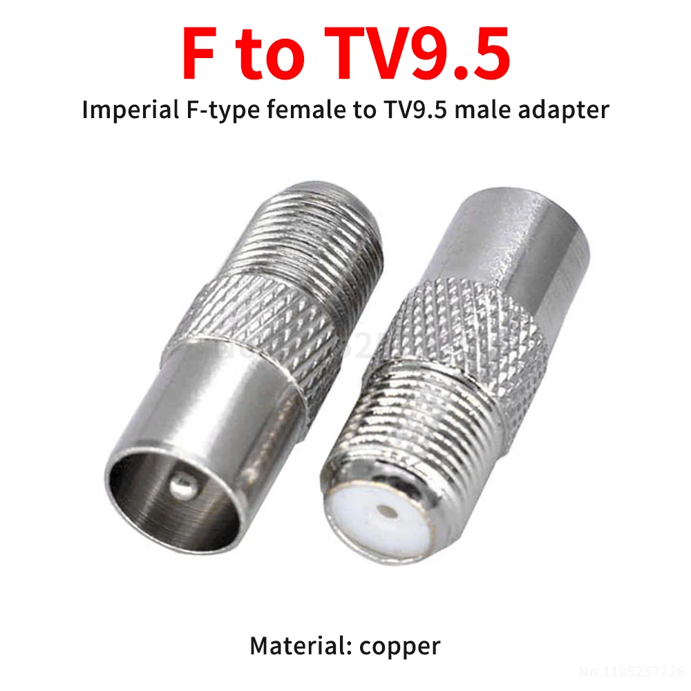 F-type female to TV 9.5 male adapter F-type to RF adapter Cable TV signal set-top box adapter (1 pcs)
