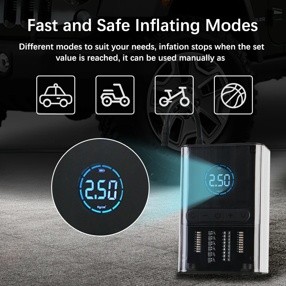 Car Air Compressor Electric Tire Inflator Pump Portable Car Air Pump Wireless Intelligent Digital Display Tire Gases Machines