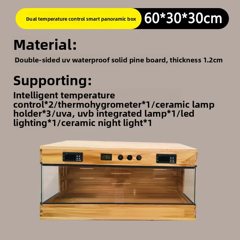 Panoramic Solid Wood Reptile Terrarium Constant Temperature Habitat for Geckos Turtles Snakes Heating Insulated Enclosure view 5