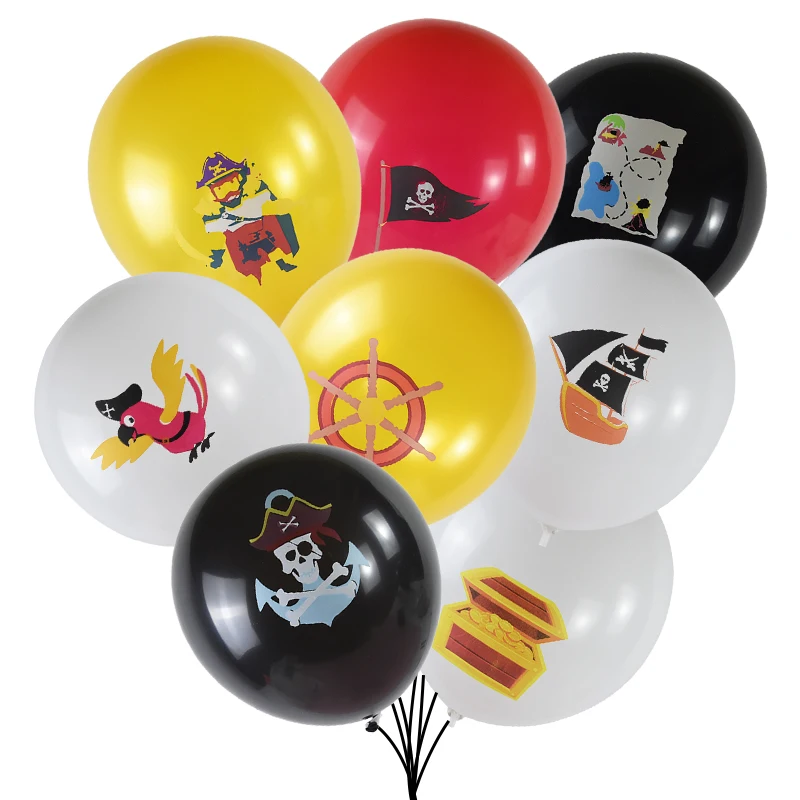 

8pcs Pirate Themed Party Balloon Set Pirate Ship Nautical Birthday Party Decoration Prop Latex Skull Balloon Favors Decor Supply