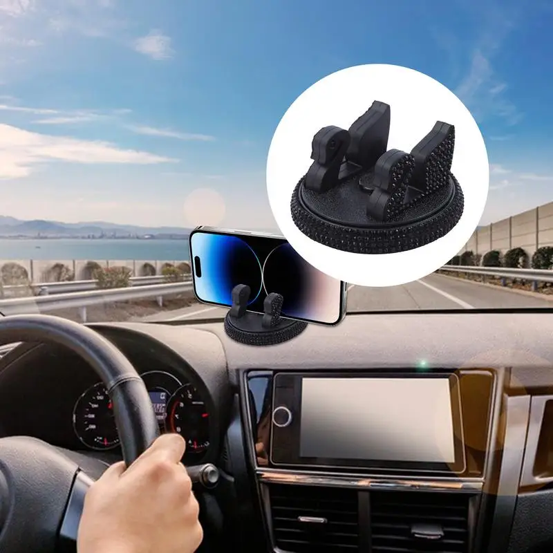 Cell Phone Car Mount Multifunctional Phone Stand For Car Dashboard 360 Degree Rotatable Cell Phone Car Mount Non-Blocking Car