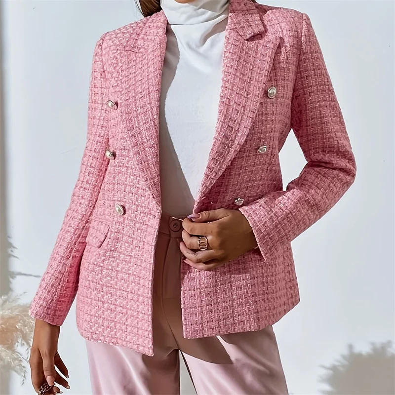 Nowy Płaszcz Damski z Zapachem, Dwurzędowy, Długi, na Wiosnę i Jesień 2026, Odzież Wierzchnia Damska, Wyszczuplający, Krótki, z Błyszczącego Jedwabiu