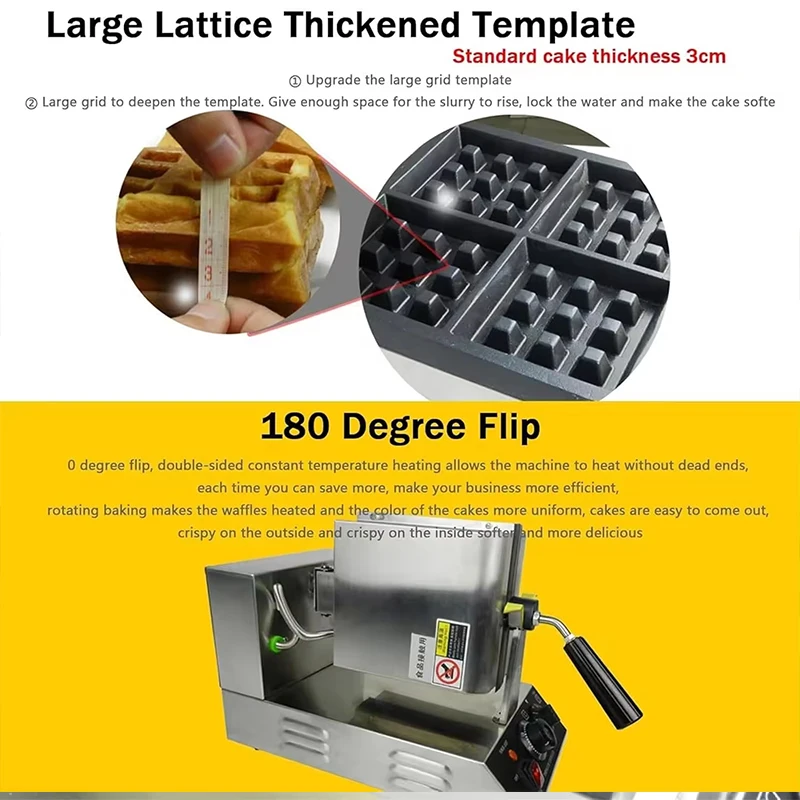 Tainless Steel Round Shape Small Rotating Waffle Maker Cute Commercial Japanese Waffle Machine