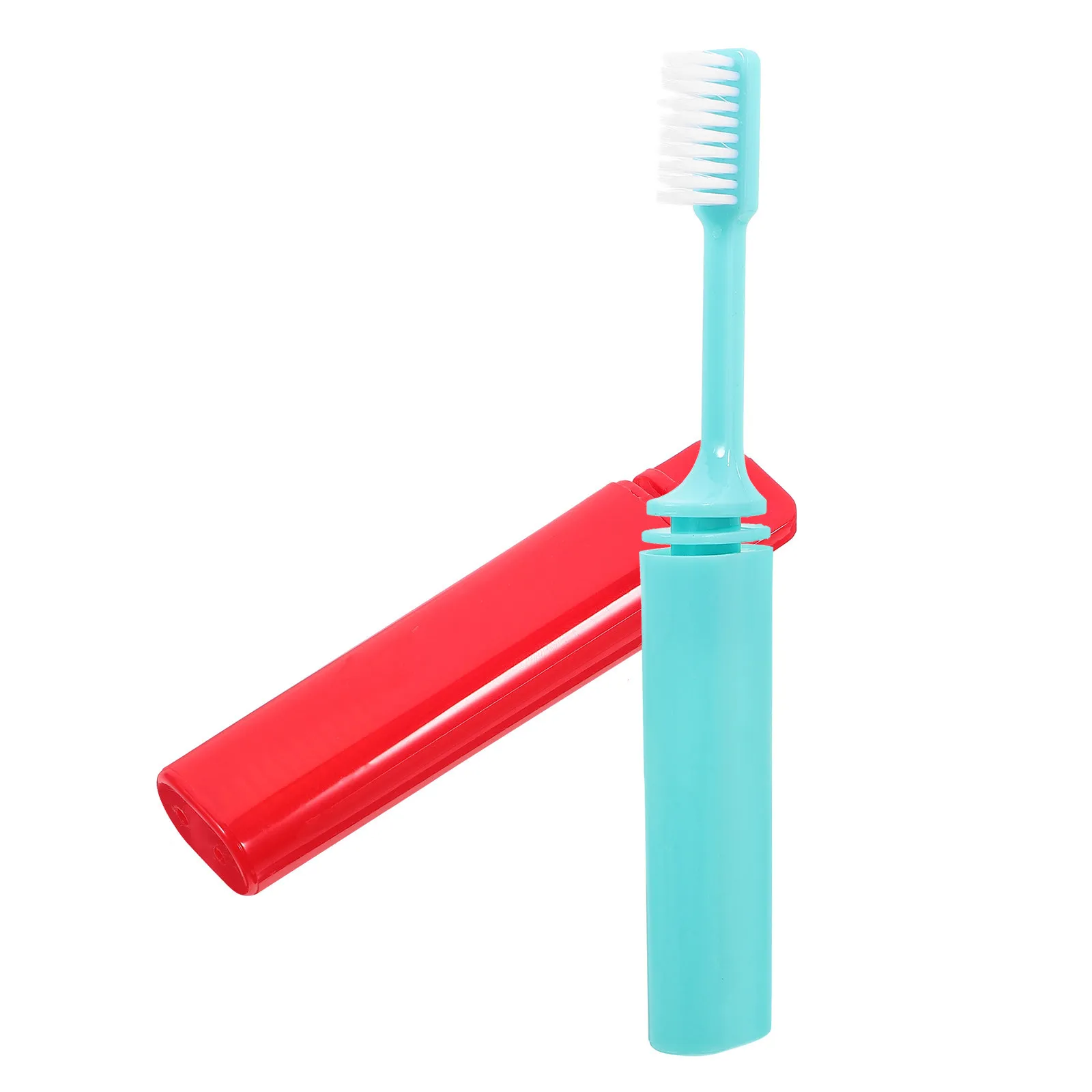 

2Pcs Foldable Travel Toothbrush Portable Fiber Bristle Hard Tube Folding Design for Camping Work School Pocket Hanging Hook