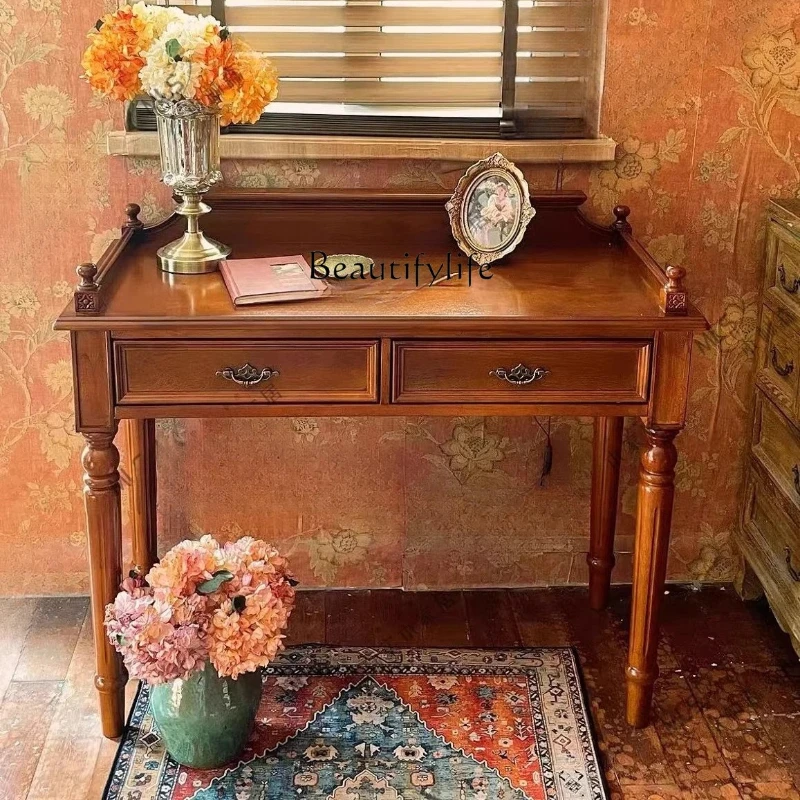 

03.American solid wood computer writing desk bedroom desk desk customization