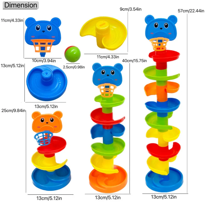 Interactive Ball Tower, Durable Interactive Ball Tower, Educational Toy with Rolling Balls and Drop Mechanism - Random Color