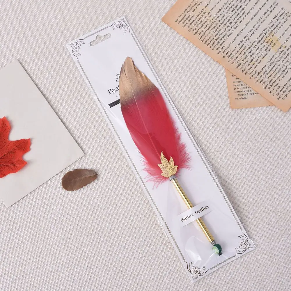 

Creative Fashion Gift Student Stationery Writing Supplies Ballpoint Pen Writing Pen 0.5mm Feather Decor