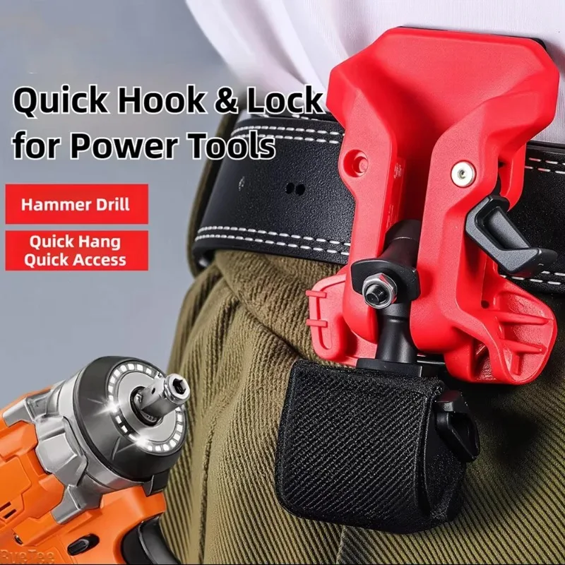 Quick Release Drill Holster, Heavy Duty Belt Clip Hook for Impact Driver, Self Locking Power Tool Fastener Case Tool Parts