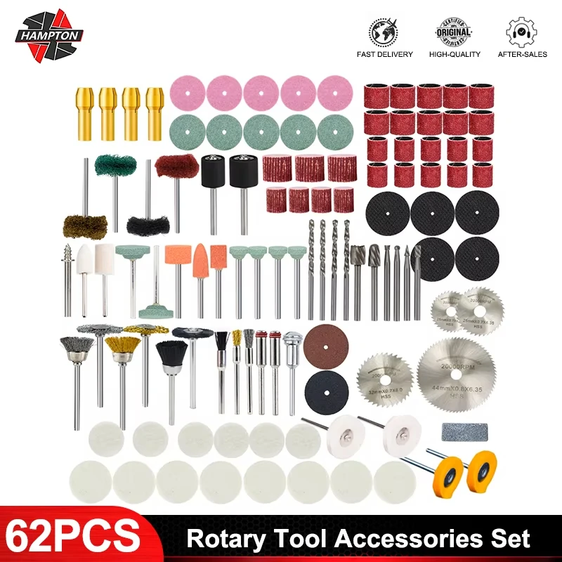 

HAMPTON 217PCS Rotary Tool Accessories Kit Sanding Band Sandpaper Metal Cutting Saw Blade Drill Chuck For Dremel Rotary Tool