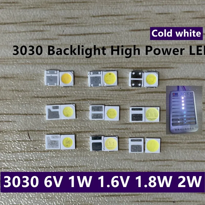 100pcs 3030 Backlight High Power LED DOUBLE CHIPS 1w 1.5W 2w 3V-3.6V 6v lextar JUFEI AOT Cool white PT30A66 TV