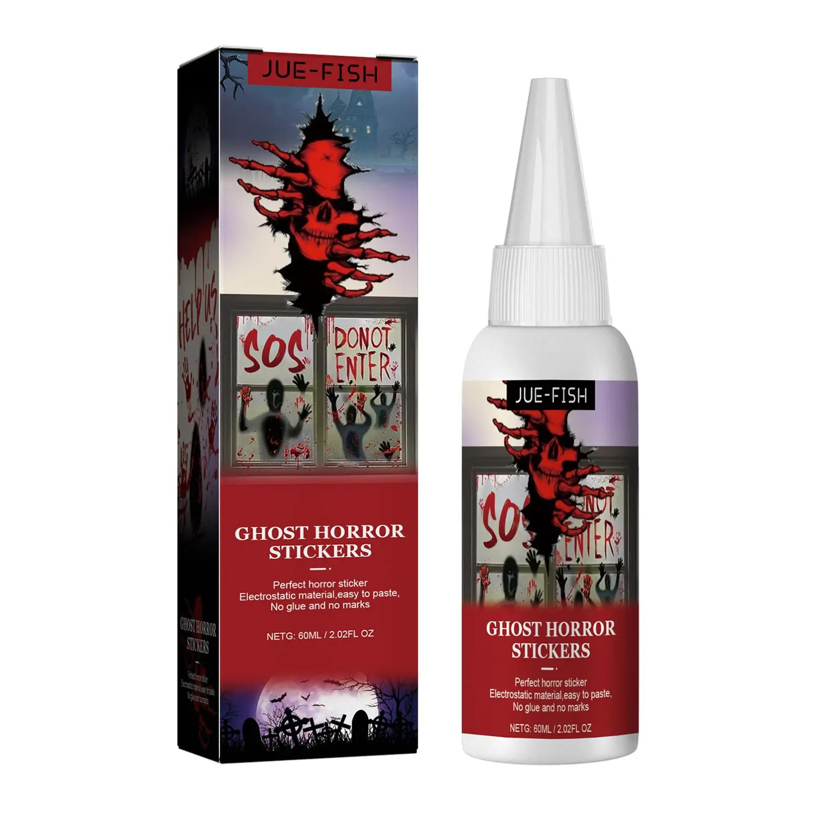 Halloween DIY Liquid Sticker, Realistic Bloody Handprint Sticker, Horror Paint Coating Stair Decal for Haunted House Festival