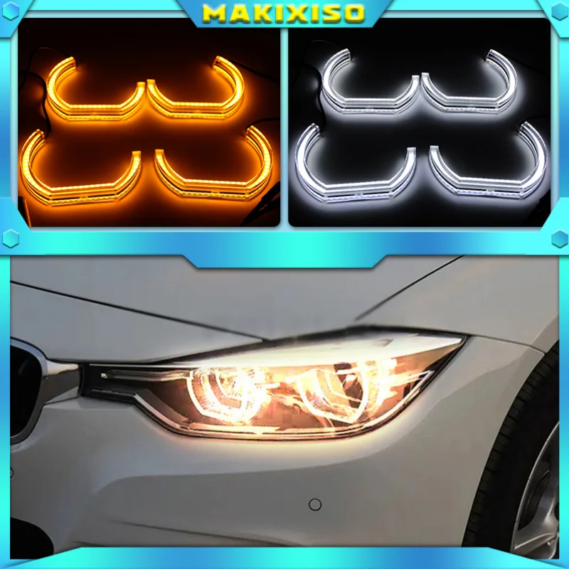 

LED Angel Eyes For BMW E60 E61 LCI 528i 530i 535i 550i M5 2007-10 Halogen Headlight Car Lights Accessories Halo 3D DTM LCI Style