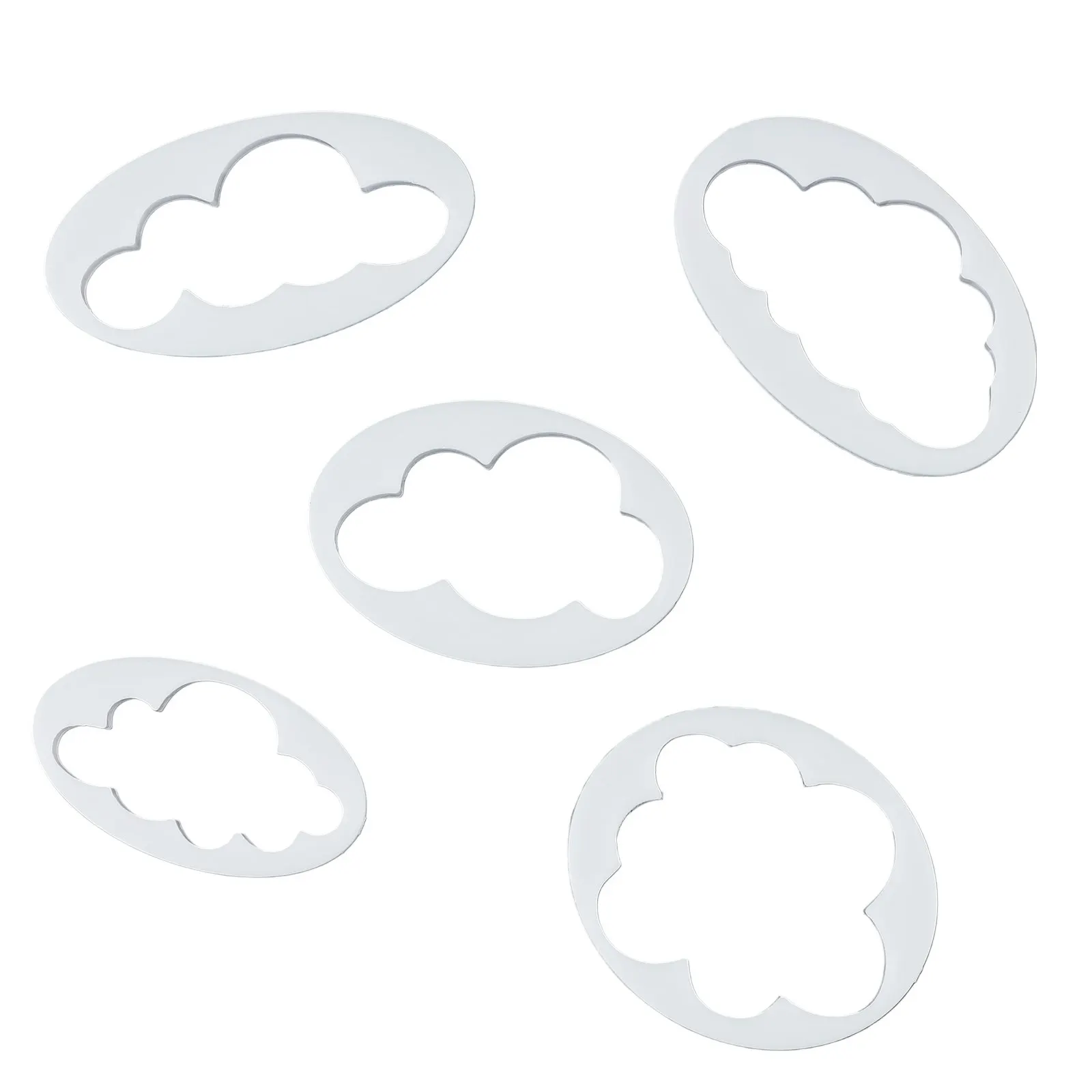 Set of 5 Cloud Shaped 3D Printed Cookie Cut 3D Printed Cloud Shape Cookie Cutter for Cake Decorating Fondant Baking Tool