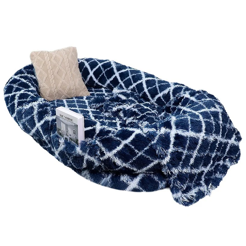 

Длинная плюшевая круглая большая кровать для домашних животных для использования в человека, губчатый теплый матрас для домашних животных для зимнего использования, кровать для собак для людей и собак