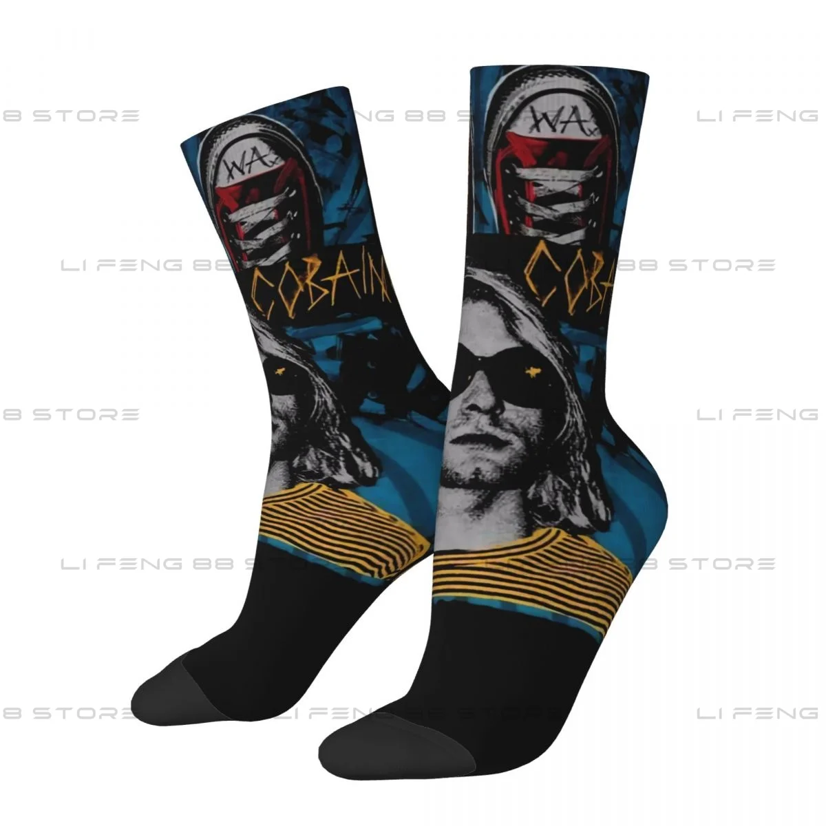 Kurt Cobain Guitar Unisex Winter Socks Hip Hop Happy Socks Street Style Crazy Sock