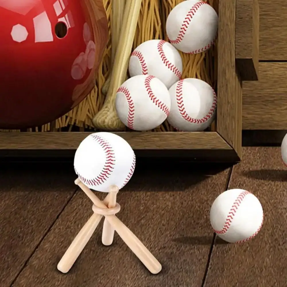 3Pcs/Set Wooden Mini Baseball Holder Golf Tennis Ball DIY Triangle Baseball Bat Display Stand Beisbol Softbal Baseball Accessor