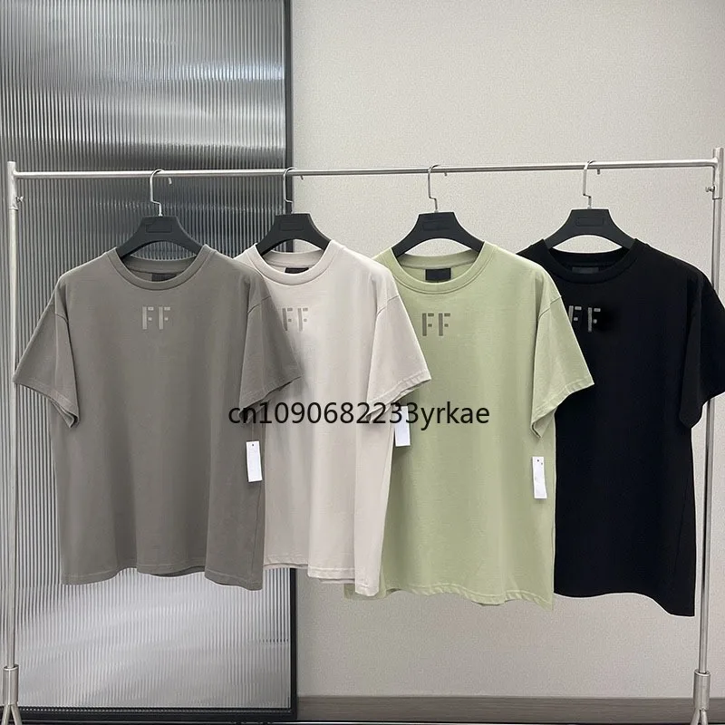 

Season 7 Classic Main Line Men's Short Sleeve Luxury Design Chest Plush Letter Round Neck T-shirt High Street Couple Loose Tees