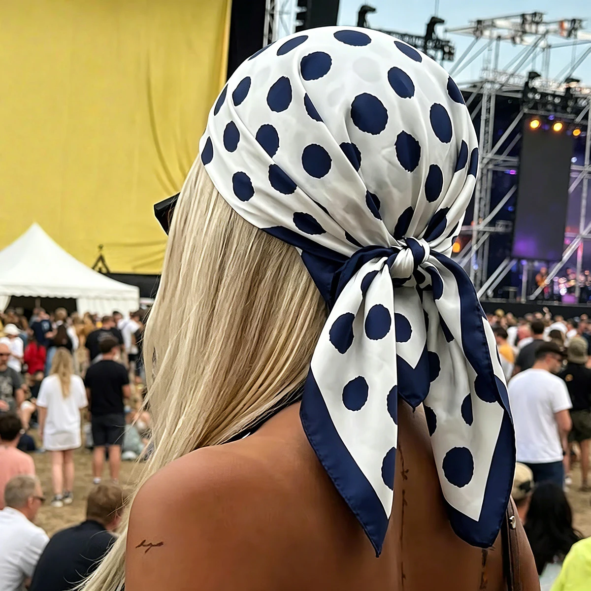 2026 New Luxury Brand Dot Print Square Scarf for Women Hijab Hair Bands Neckerchief Female Satin Shawl Ribbon Headband