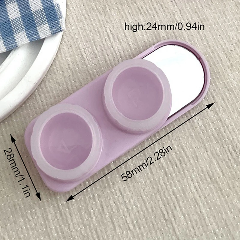 Simple Contact Lens Case Double Box Contact Lens Storage Box With Mirror Tweezer Eye Care Box Travel Portable Organizer Kit Gift