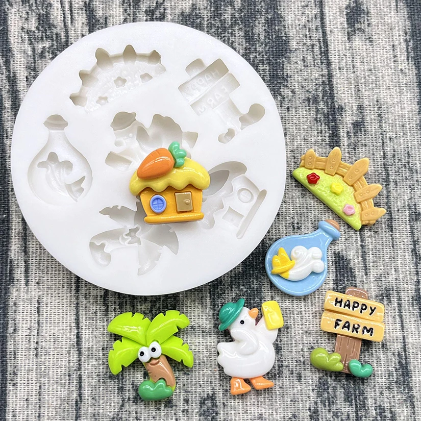 Duck Surfboard Mermaid Coconut Tree Silicone Sugarcraft Mold Chocolate Cupcake Baking Mould Fondant Cake Decorating Tools