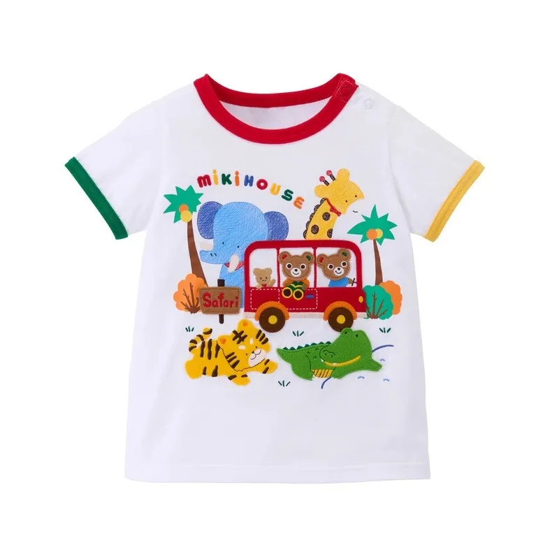 Summer Children\'s Short Sleeved T-shirts  Japanese Cartoon Cute Bear Rabbit  T-shirt  Baby Boys Clothes  Baby Girls Tops