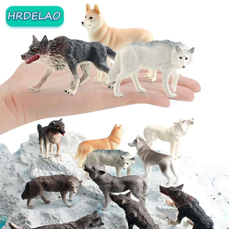 Baby Montessori Simulated Wildlife Cognition Grey Wolf White Wolf Black Wolf Brown Wolf Husky Educational toys for children Gift