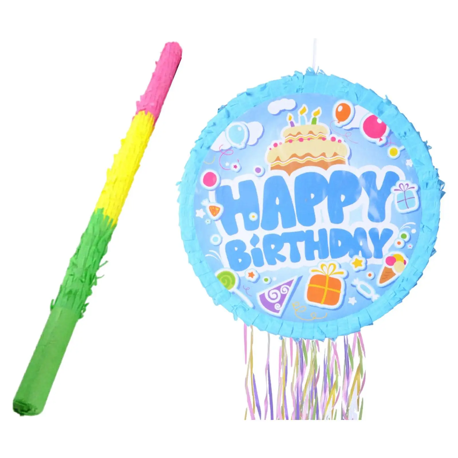 Pull String Pinata Sweets Multicolored Refillable Birthday Party Supplies for Holiday Celebration Baby Shower Birthday Festive view 3