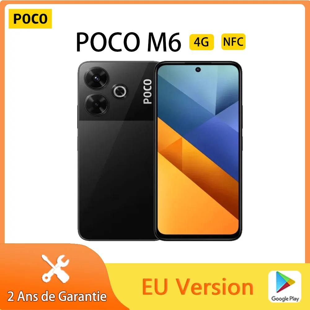 POCO M6 Smart Phones,NFC,Helio G91-Ultra,108 MP Camera,33W Charging,5030mAh,90Hz,EU Version