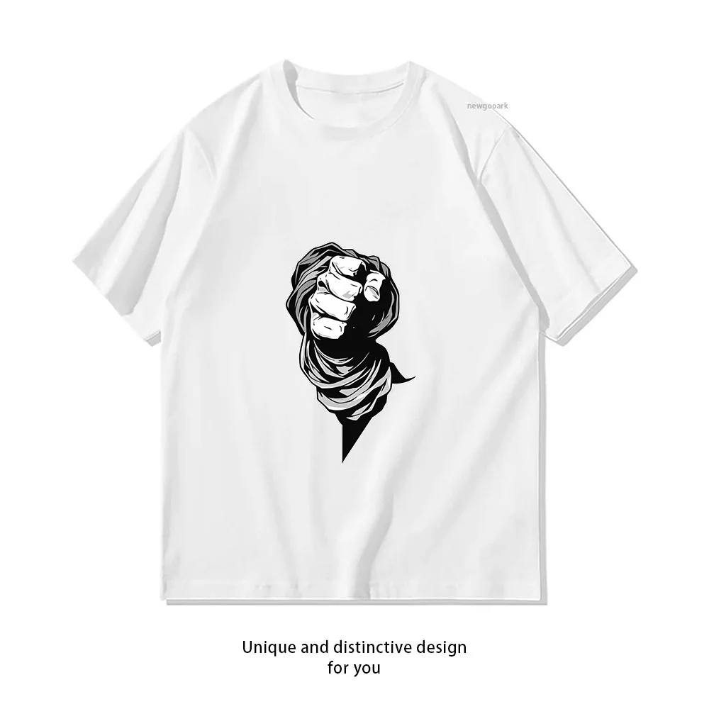 Fist Wrapped Scarf Design T-Shirt Print  Casual Cotton Short Sleeve Tee for Men Women