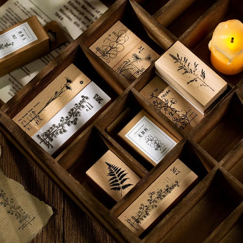 Vintage Iris Eucalyptus Plant Wooden Stamp for Scrapbooking Card Making Stationery Craft Supplies Handmade Wood Seal