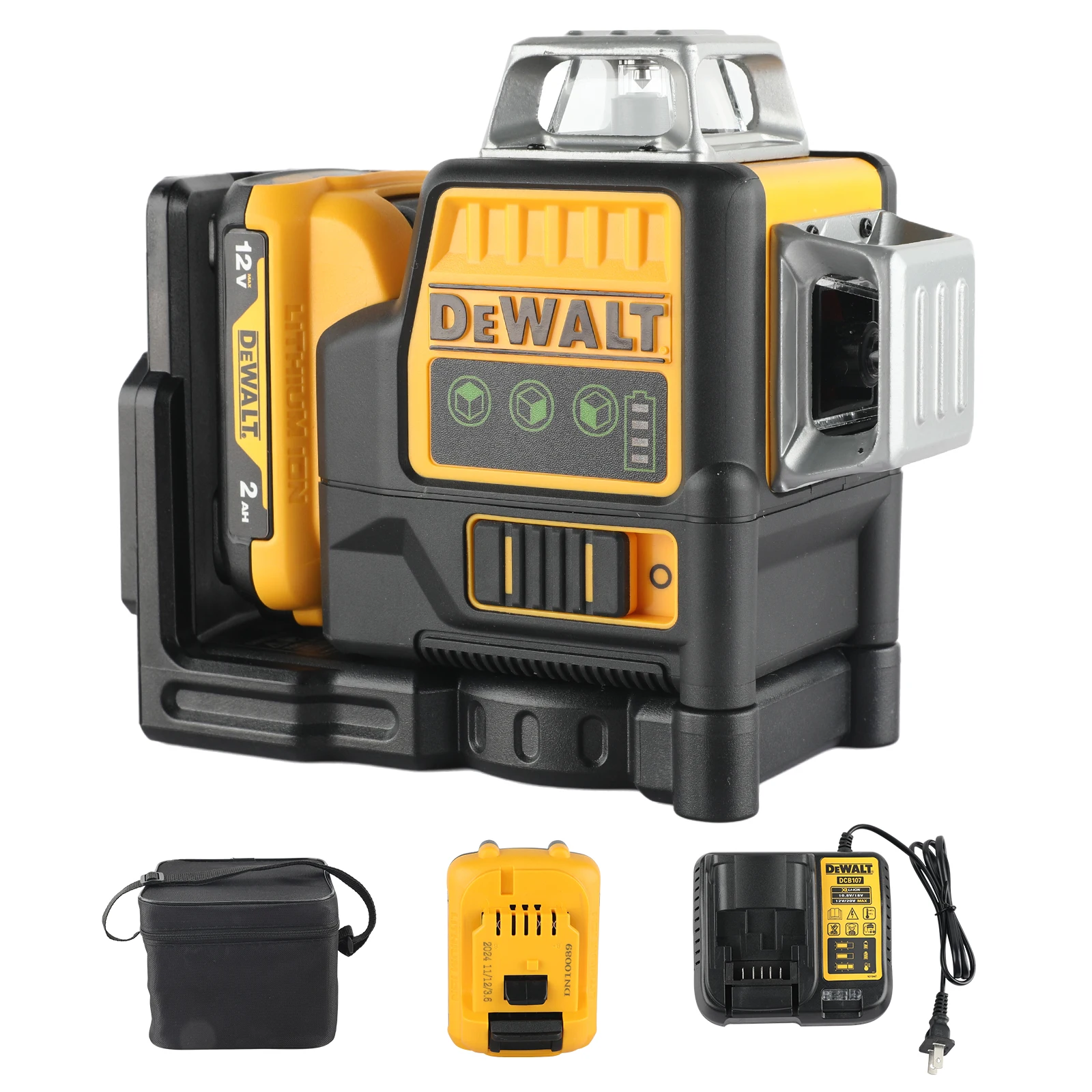 DEWALT DW089LG 12-Line 3-Side 360° Green Laser Level 12V Outdoor Super