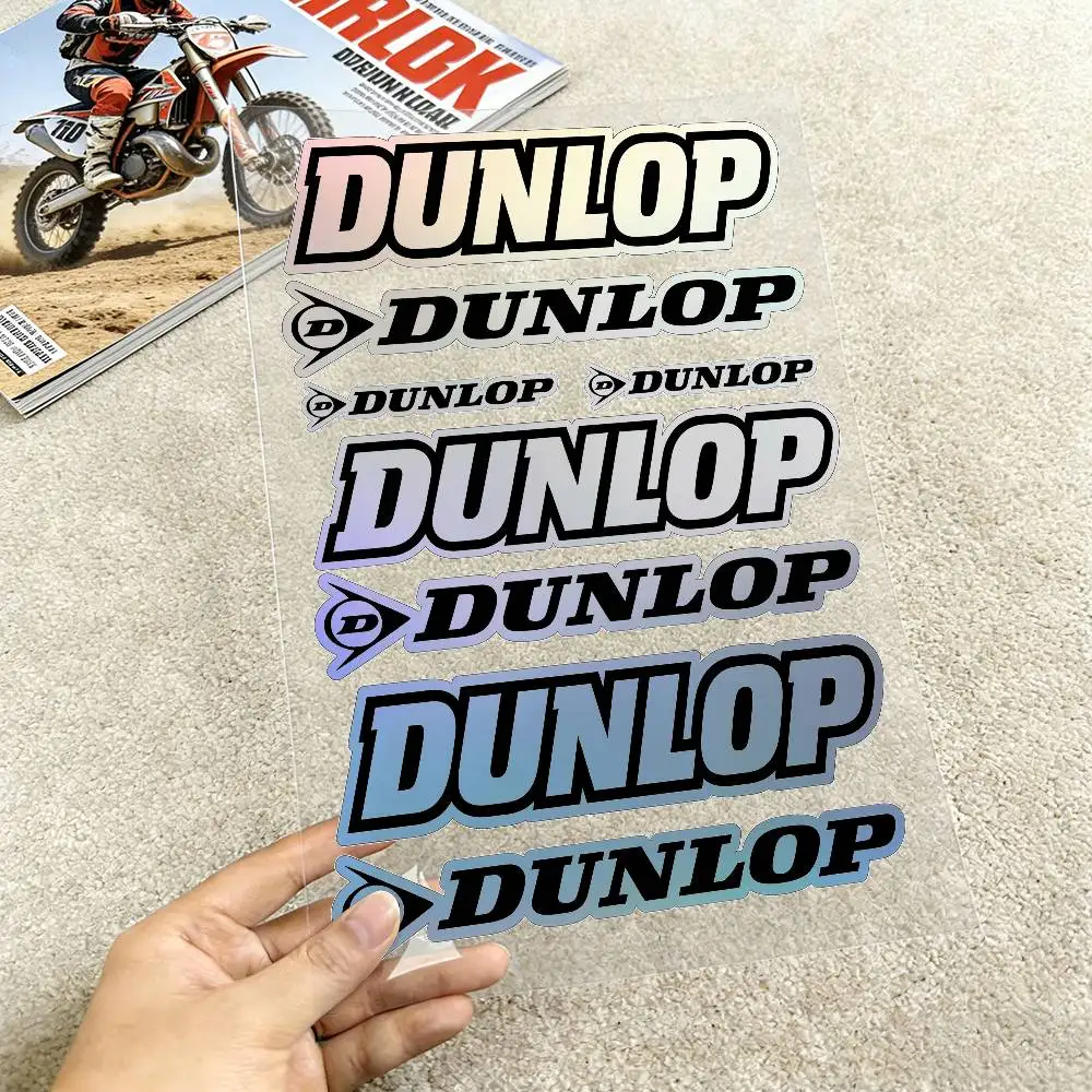 Pegatinas reflectantes para motocicleta DUNLOP, calcomanías de vinilo impermeables para casco de motocicleta, tanque de combustible, bicicleta