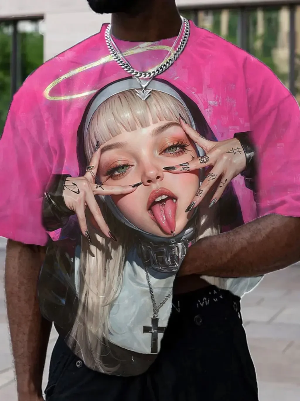 New Casual Fashion Battle Nun 3D Printed Unisex 3D Printed T-shirt Round Neck Short Sleeved Daily Street Hip-hop Fashion Top 6XL