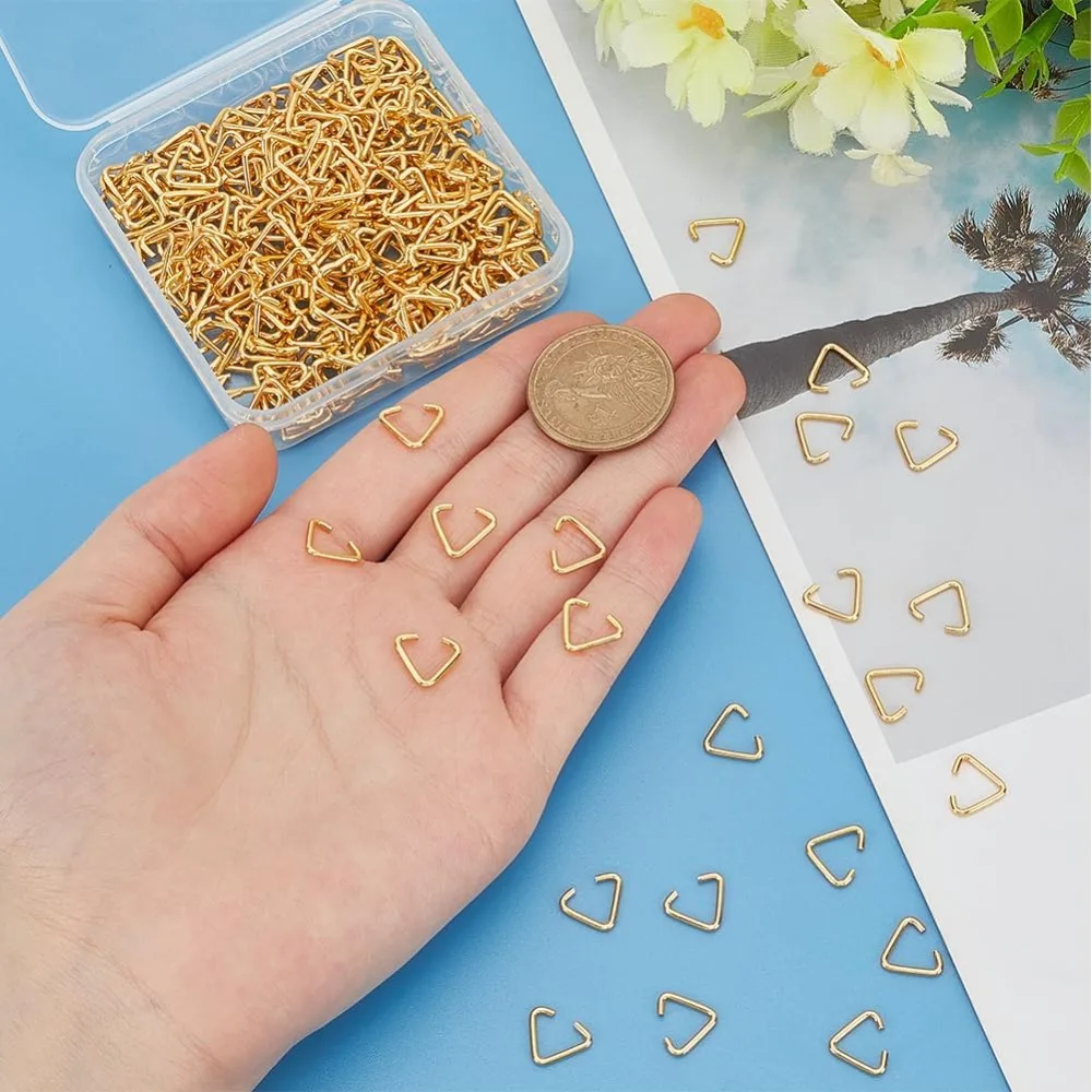 1 صندوق 300 قطعة مثلث مفتوح الانتقال خواتم 12 مللي متر الحديد قرصة كليب الكفالات شنق قطرات قرصة الكفالات موصلات ربط حلقة القفز