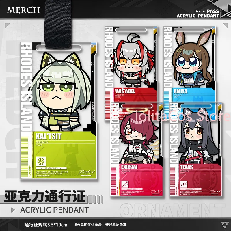 Arknights Rhodes Island Chibi Operator Acrylic Card Holder Cute Anime Game Id Badge Luggage Tag Pendant Backpack Charm Gift