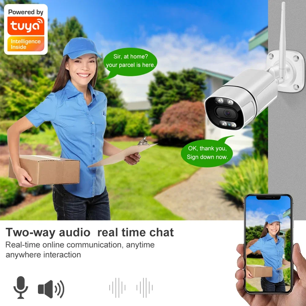 Tuya 5MP Wifi IP Camera Outdoor Wireless CCTV Bullet Security Camera Ai Human Detect HD Color IR Night Vision Audio Surveillance