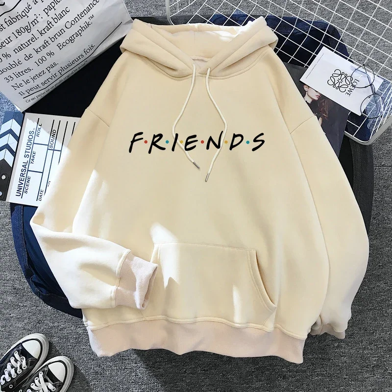 Friends Tv Show Funny Cartoon Winter Graphic Warm Hoodies Women Oversized Best Friends Anime Sweatshirt Streetwear Hoody Female