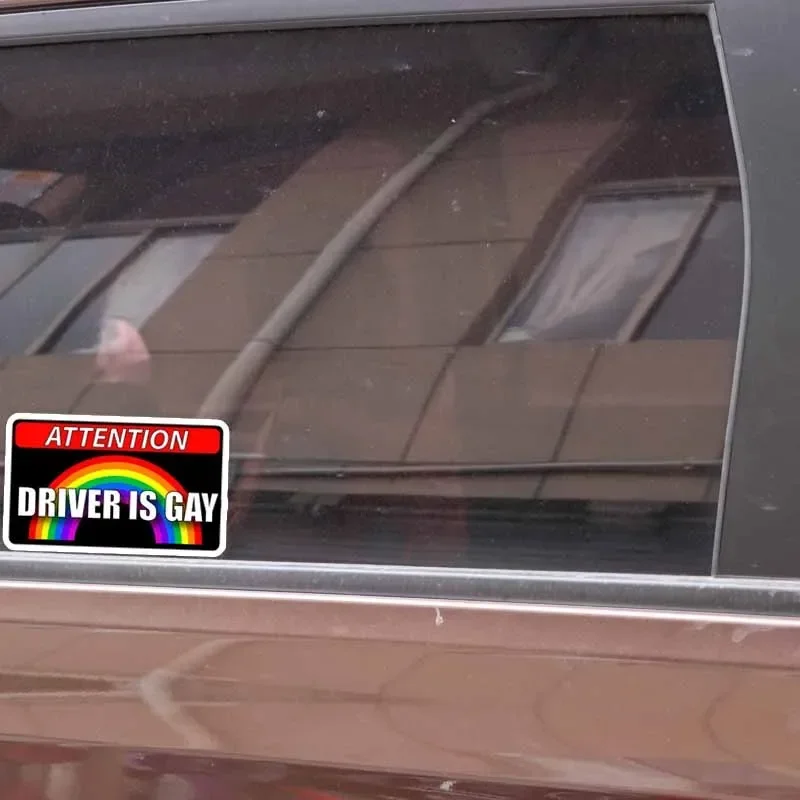 11.4x6.7CM Driver Is Gay Car Hood Creative Decals Auto Both Side Body Cover Scratches Stickers Window Trunk Logo Attention Mark view 3