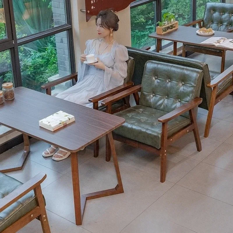 Milk tea shop table and chair set, cafe restaurant booth, sofa negotiation