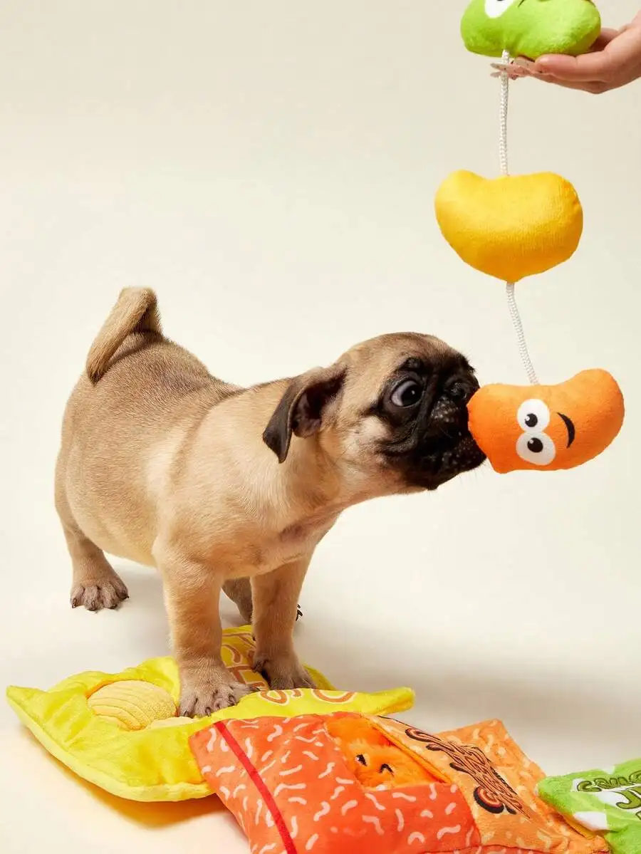 

Interactive Plush Dog Toy With Hidden Food Compartment And Barking Sound