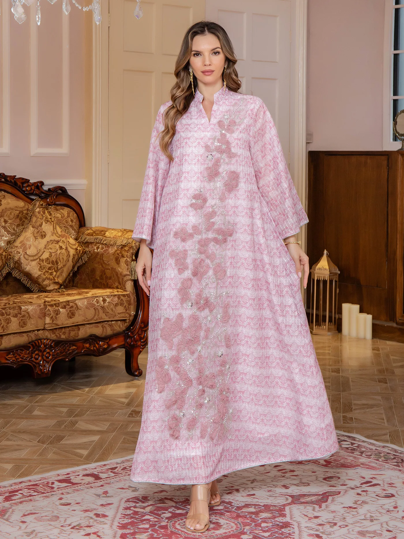 New Muslim Nail Brick Robe Middle Eastern Clothing Elegant and Fashionable Muslim Long Sleeve Dress Arabic Robe