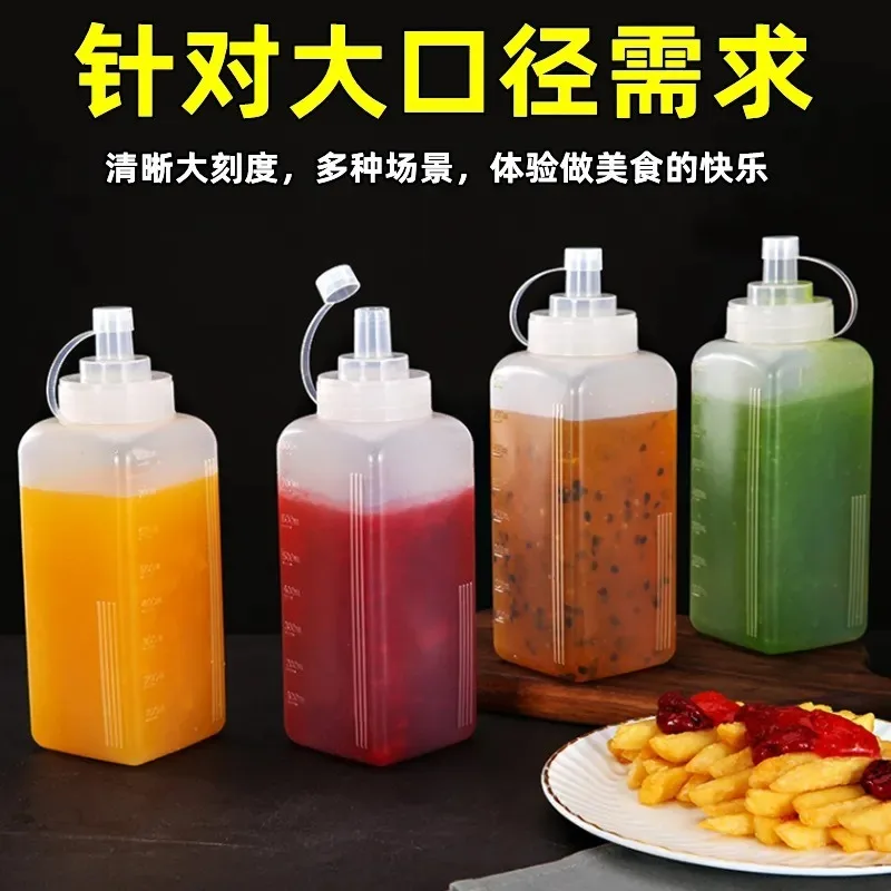 450-1000ml Squeeze Condiment Bottle with Lid plastic squeeze bottle Jam Salad Dressing Storage Dispenser Kitchen Accessories