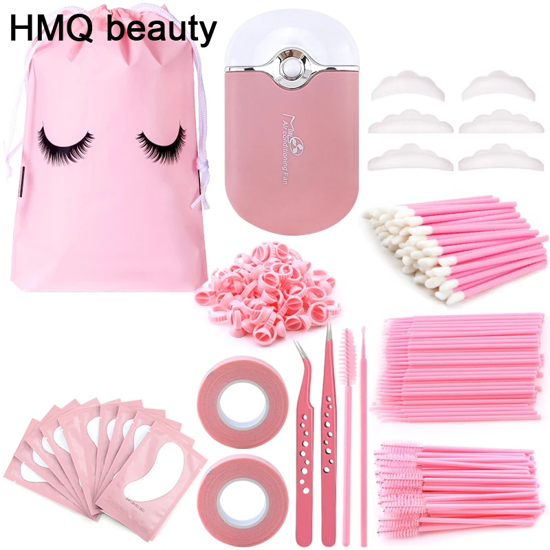 268PCS Eyelash Extensions Brushes Set Professionele Micro Lip Brush USB Mini Fan Glue Ring Eyelashes Tweezers Makeup Tools