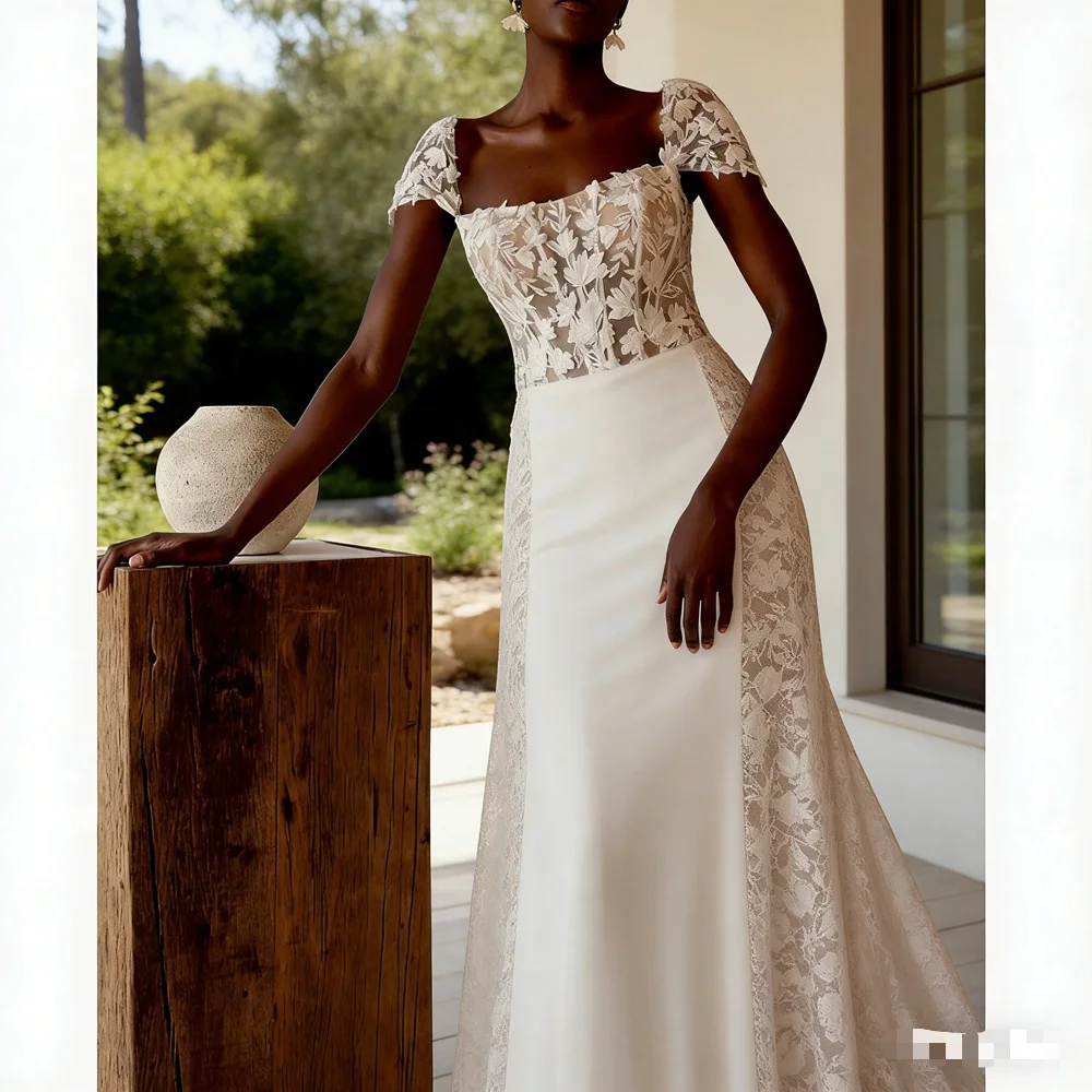 

Customized New In Elegant Long Wedding Dresses Square-Neck Floor-Length Brides Dress Women Vestidos De Novias Gowns 2026